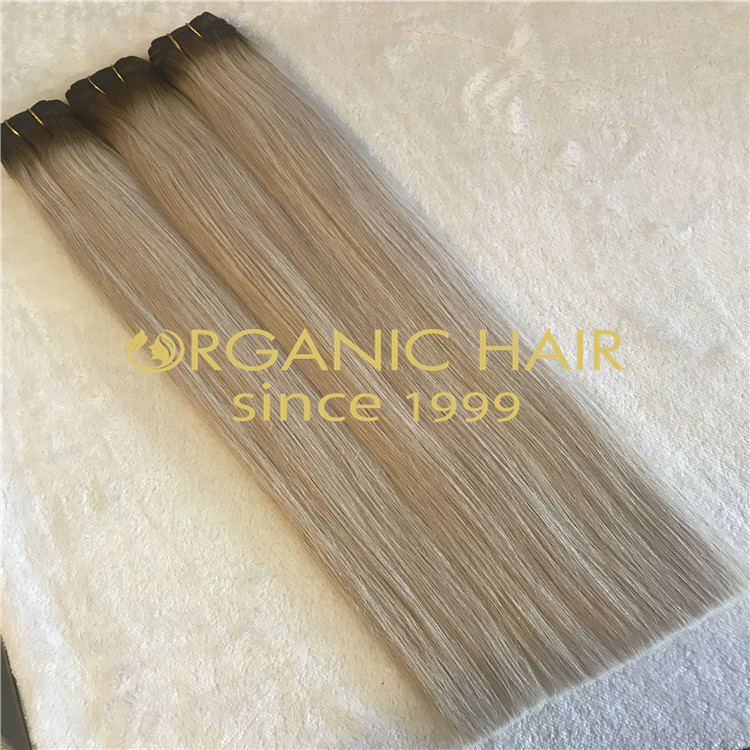 Darker root,  ash color end , machine hair weft  H82